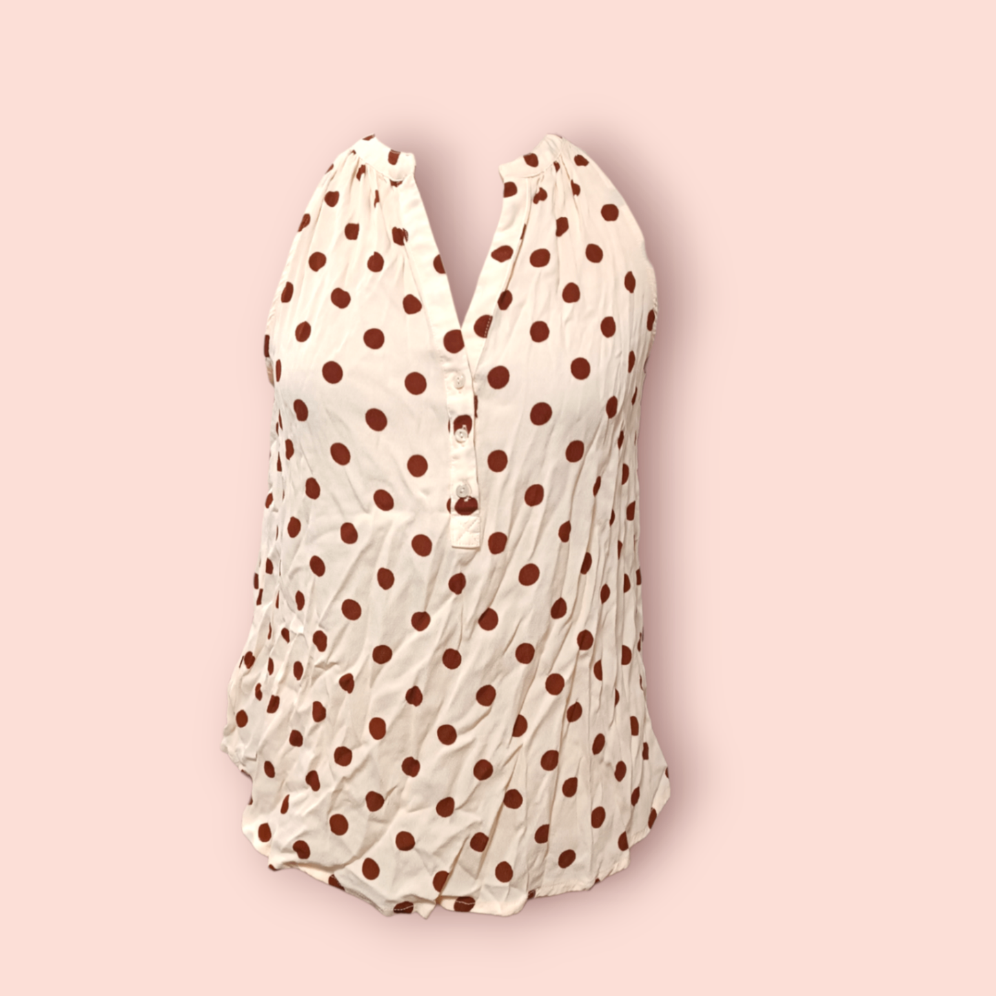 Mng Top L Creme mit braunen Punkten