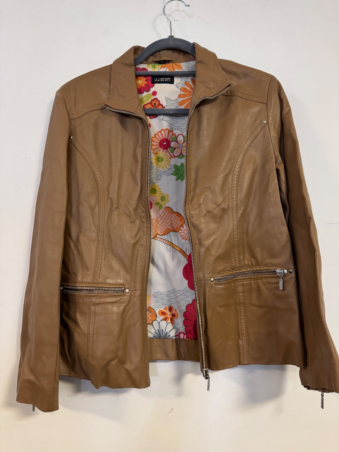 Jjscott Lederjacke kunst 36 Hellblau