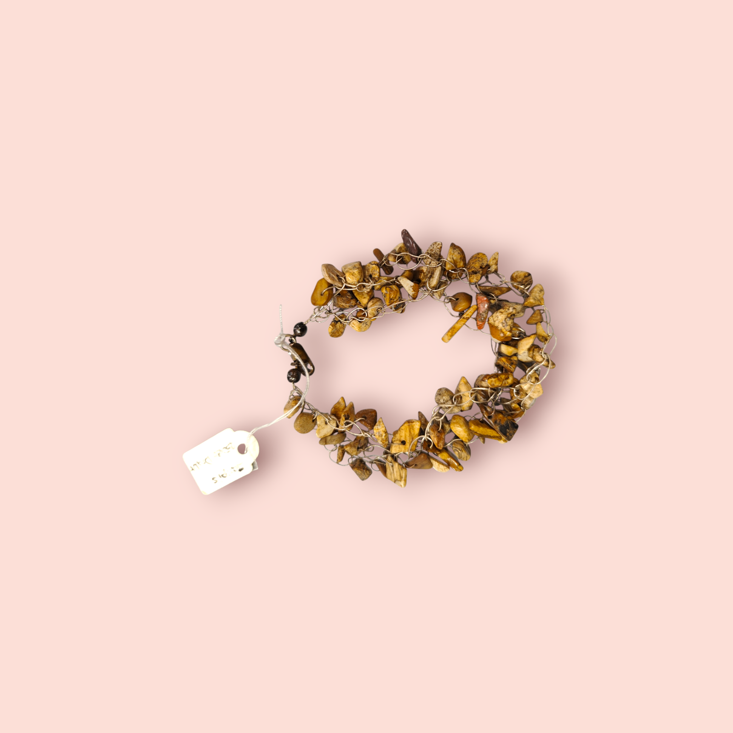 Handgemachtes Armband Jaspis mit Echtsilberdraht