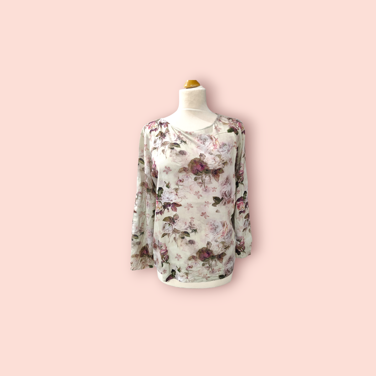 Tom Tailor Langarm-Shirt Creme mit floralem Muster