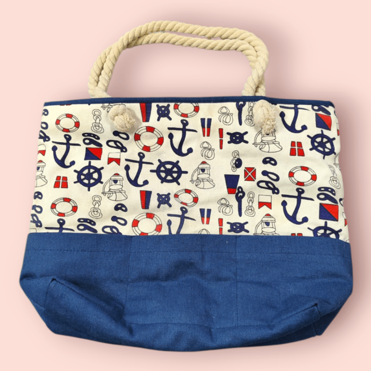Tasche Beige, Dunkelblau, Rot