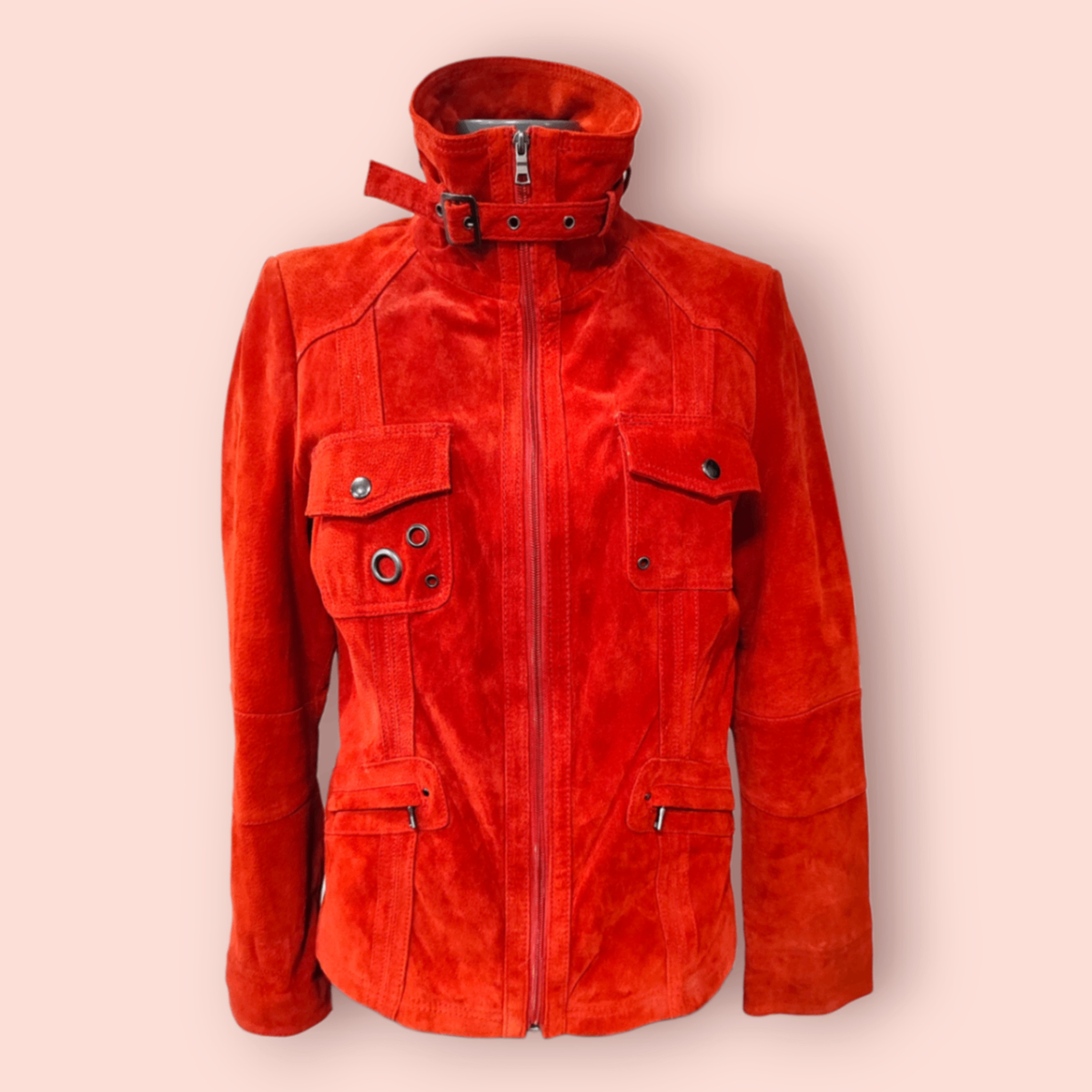 Vintage Echtlederjacke M Rot