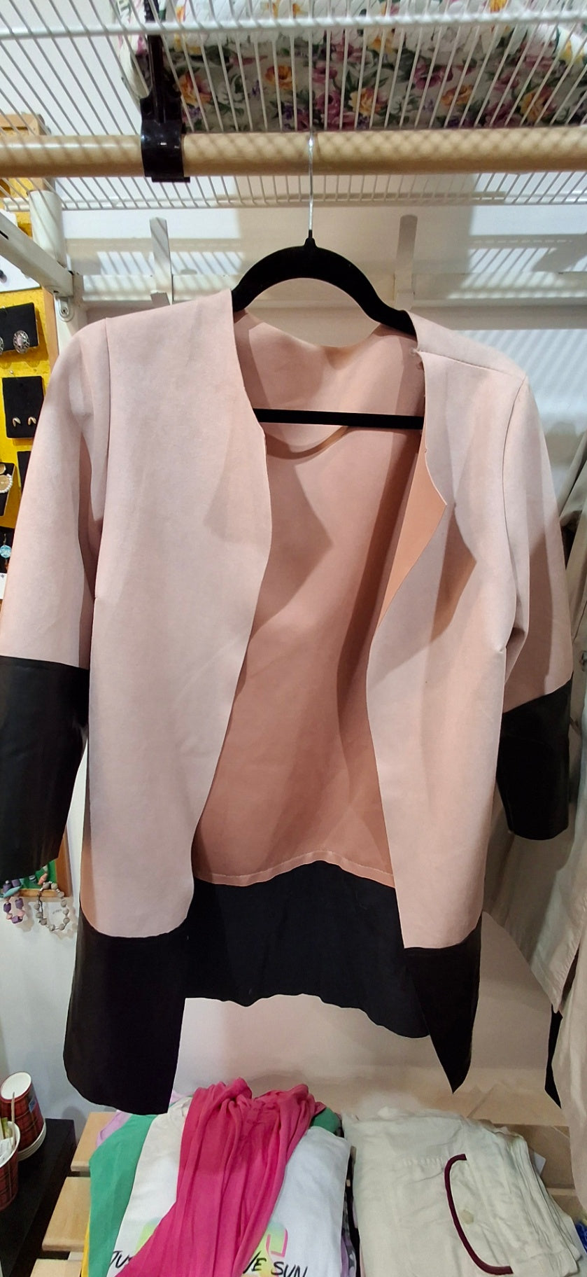 Upcycled Blazer L Rosa und Schwarz