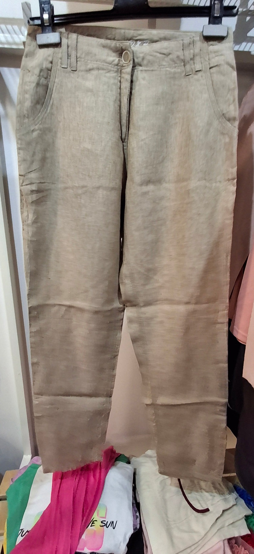 Leinen Hose S Beige