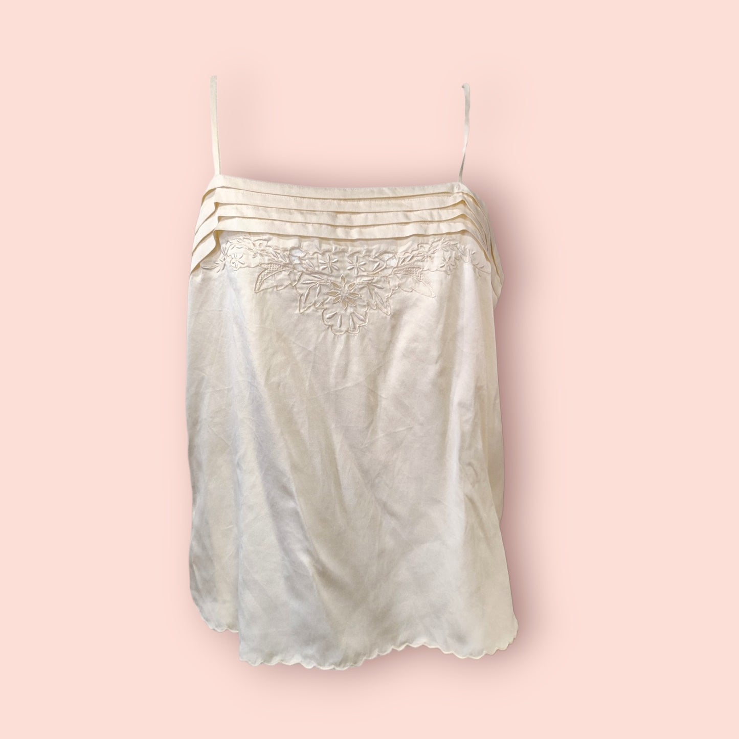 Haas & Haas Trägershirt Seide M Beige/Off-White