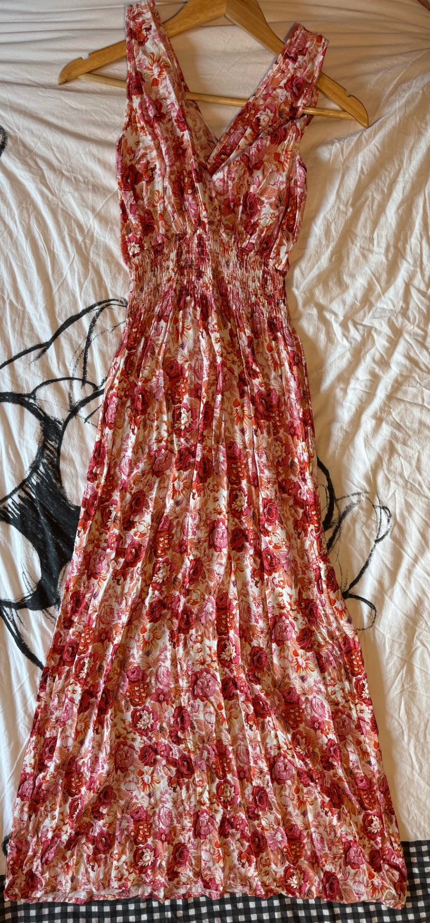 Sommer Kleid S-M Rot, Rosa, Weiß