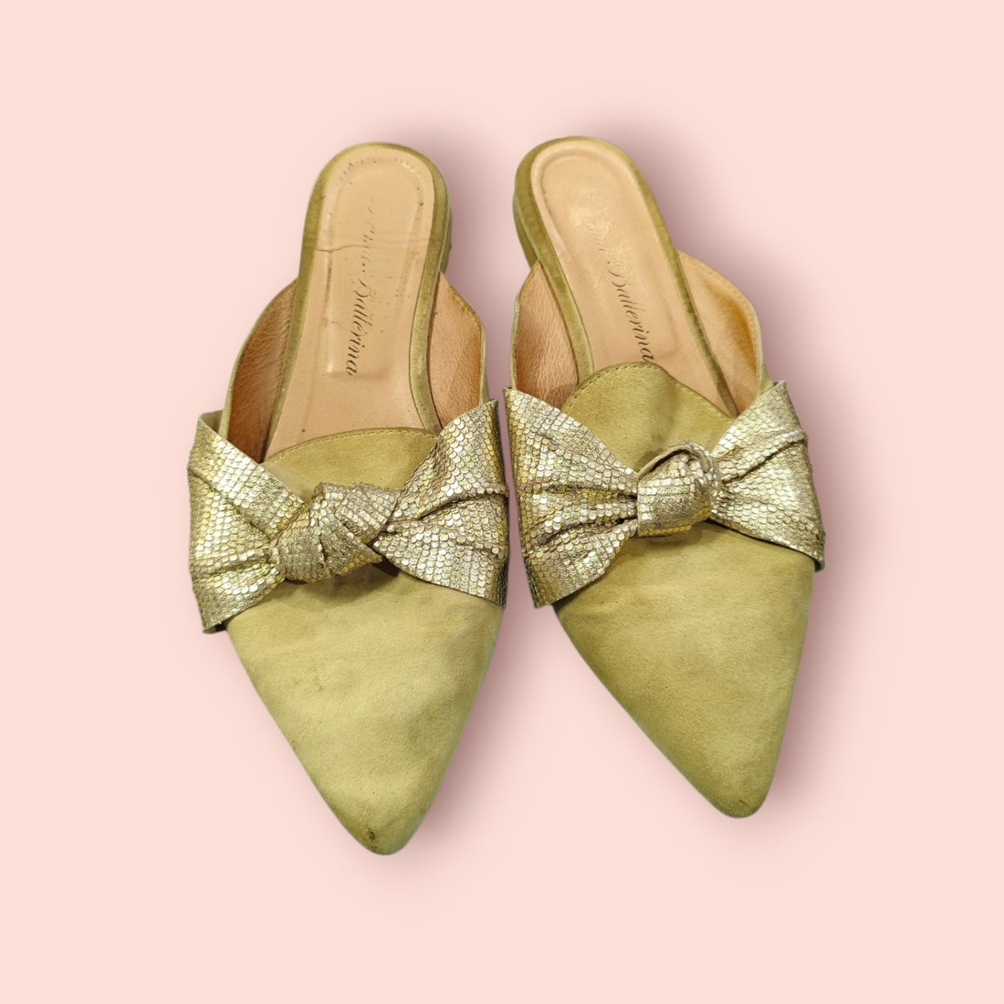 Pantoletten 37 Beige mit Gold