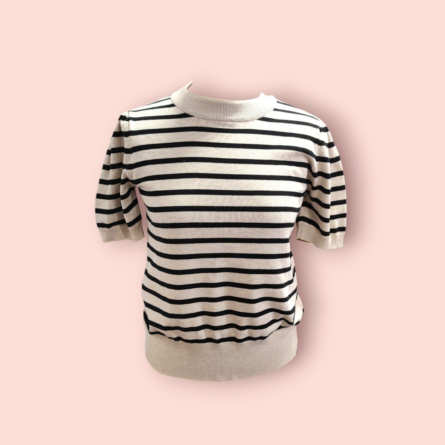 Saint Tropez T-Shirt S Beige/Schwarz gestreift
