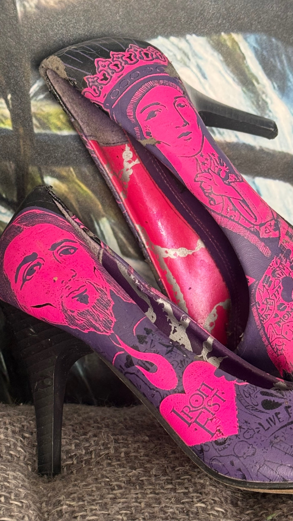 Iron Fist High Heels 37 Lila, Pink, Schwarz