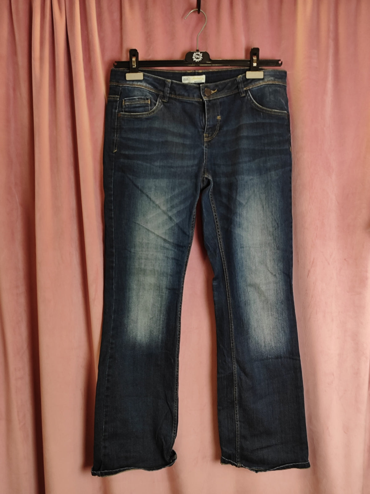 Bootout Log Jeans M Dunkelblau mit auswaschungen