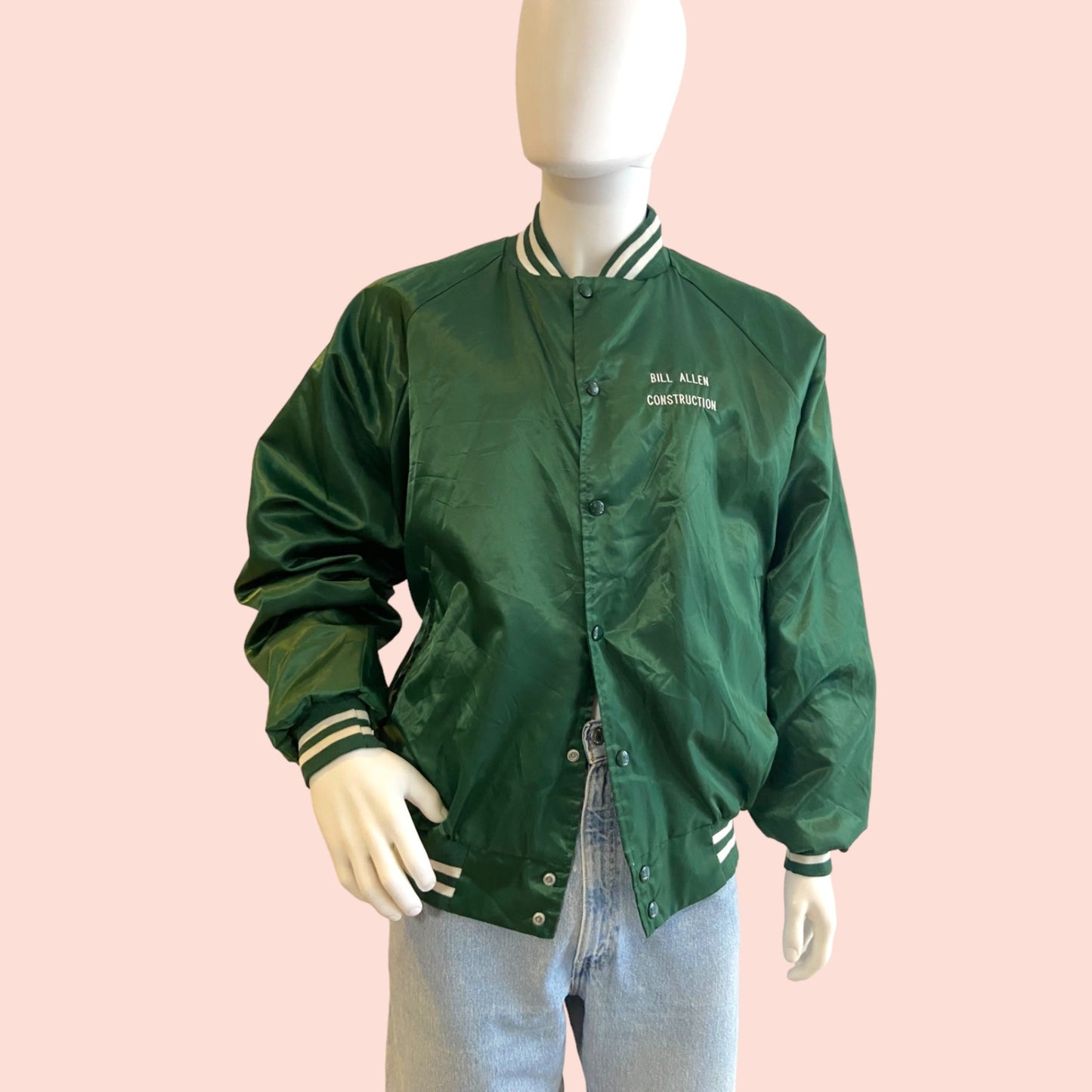 Vintage Bomber Jacke XL Grün