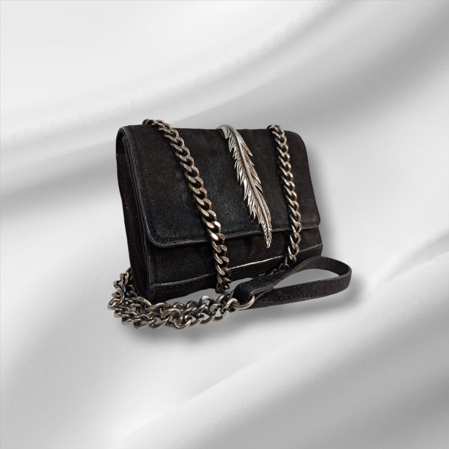 Tasche Schwarz mit Feder
