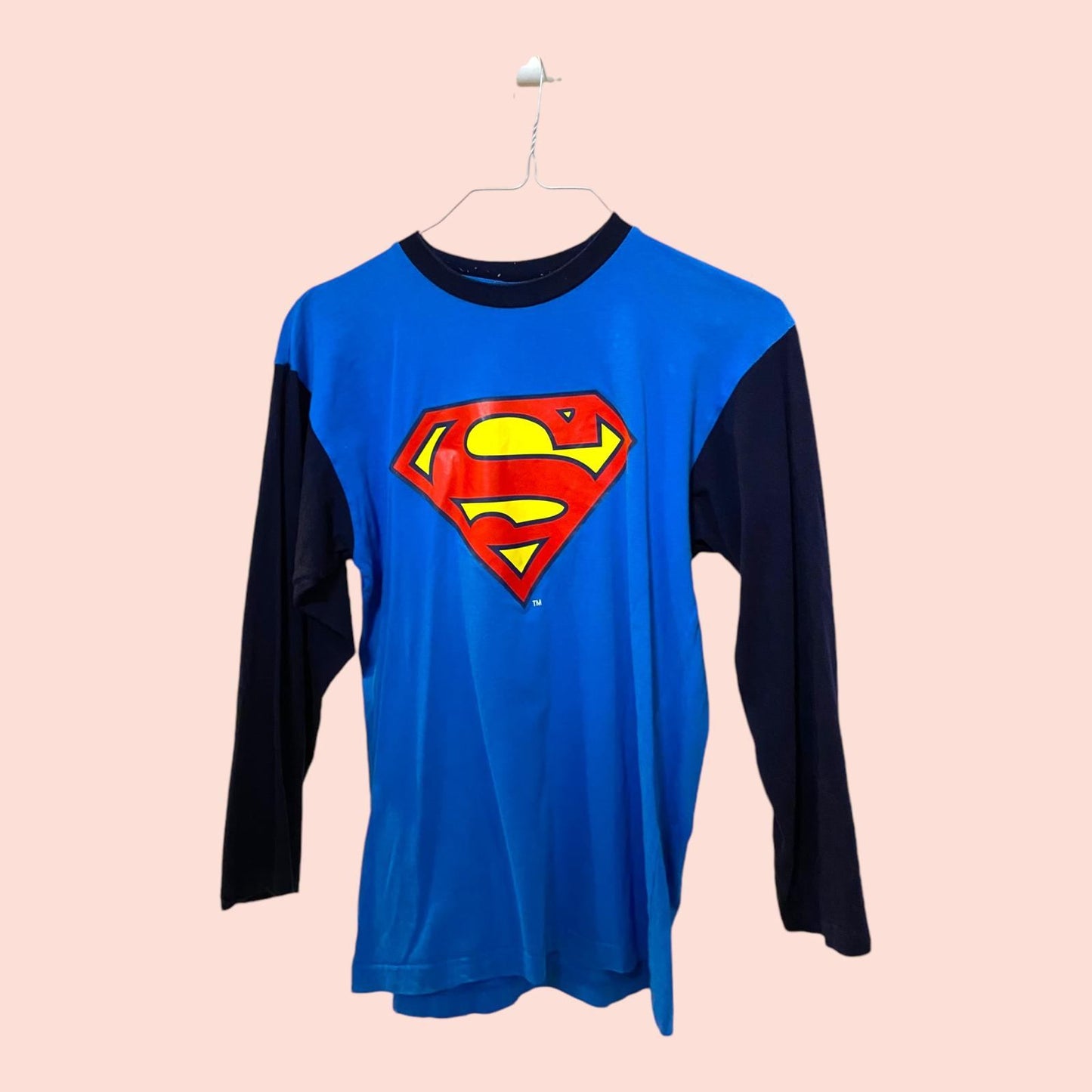 Superman Langarmshirt 38 Blau und Schwarz