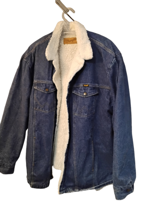 Vintage Wrangler Sherpa Jeansjacke XL Blau