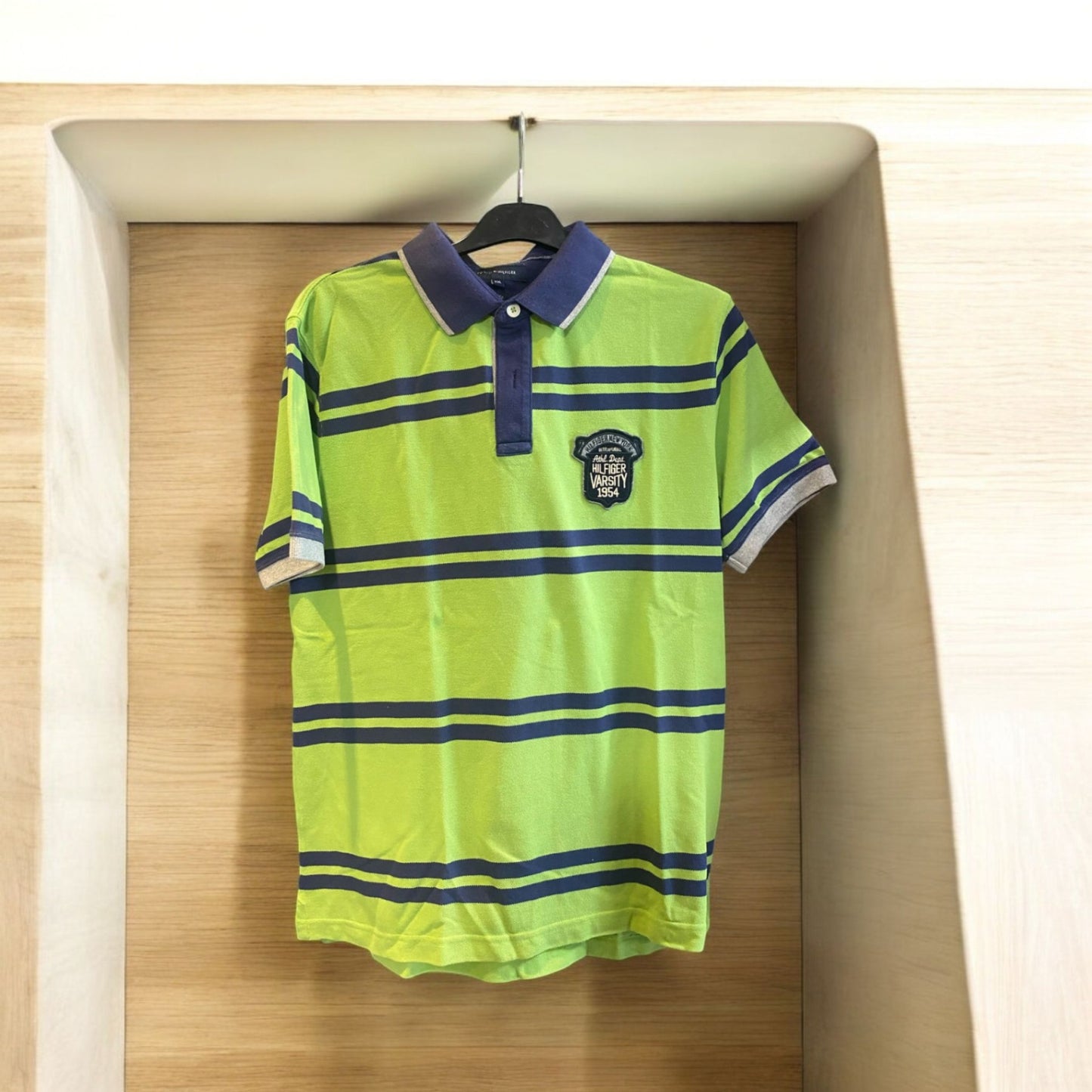 Tommy Hilfiger Poloshirt XXL Grün mit blauen Streifen