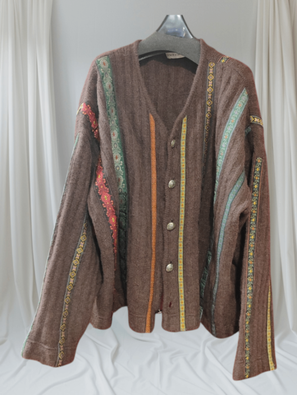 Dolce & Gabbana Cardigan XL Braun mit bunten Streifen