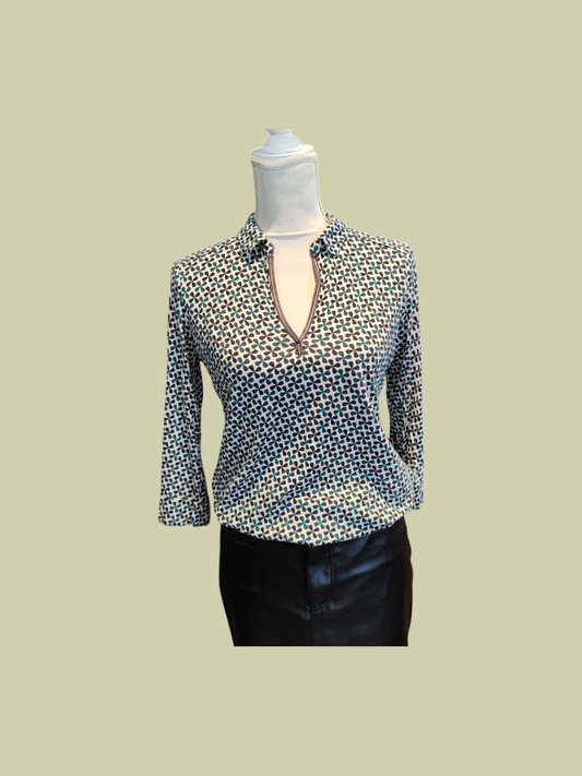 Marc O'Polo Bluse Xs Schwarz und Grünes Blumenmuster