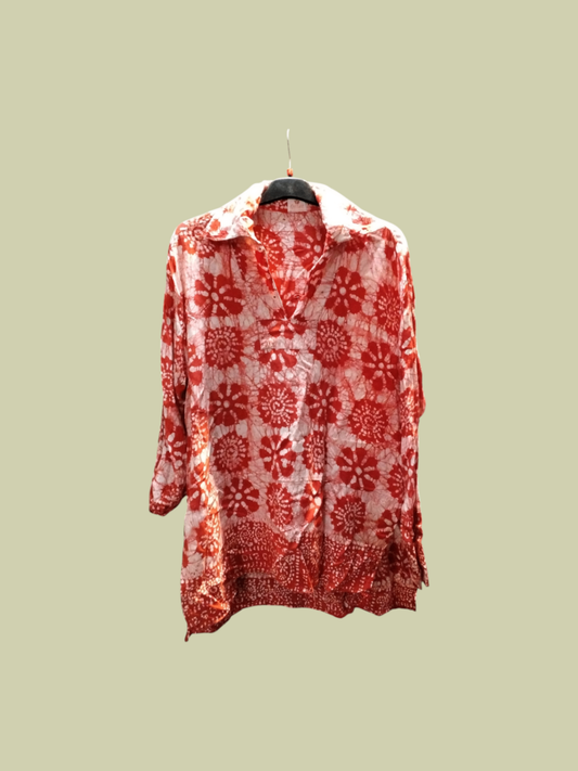 Rieger Bluse L Rot und Weiß