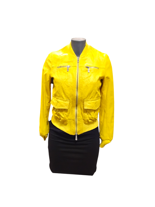 Leder Jacke S/M Gelb