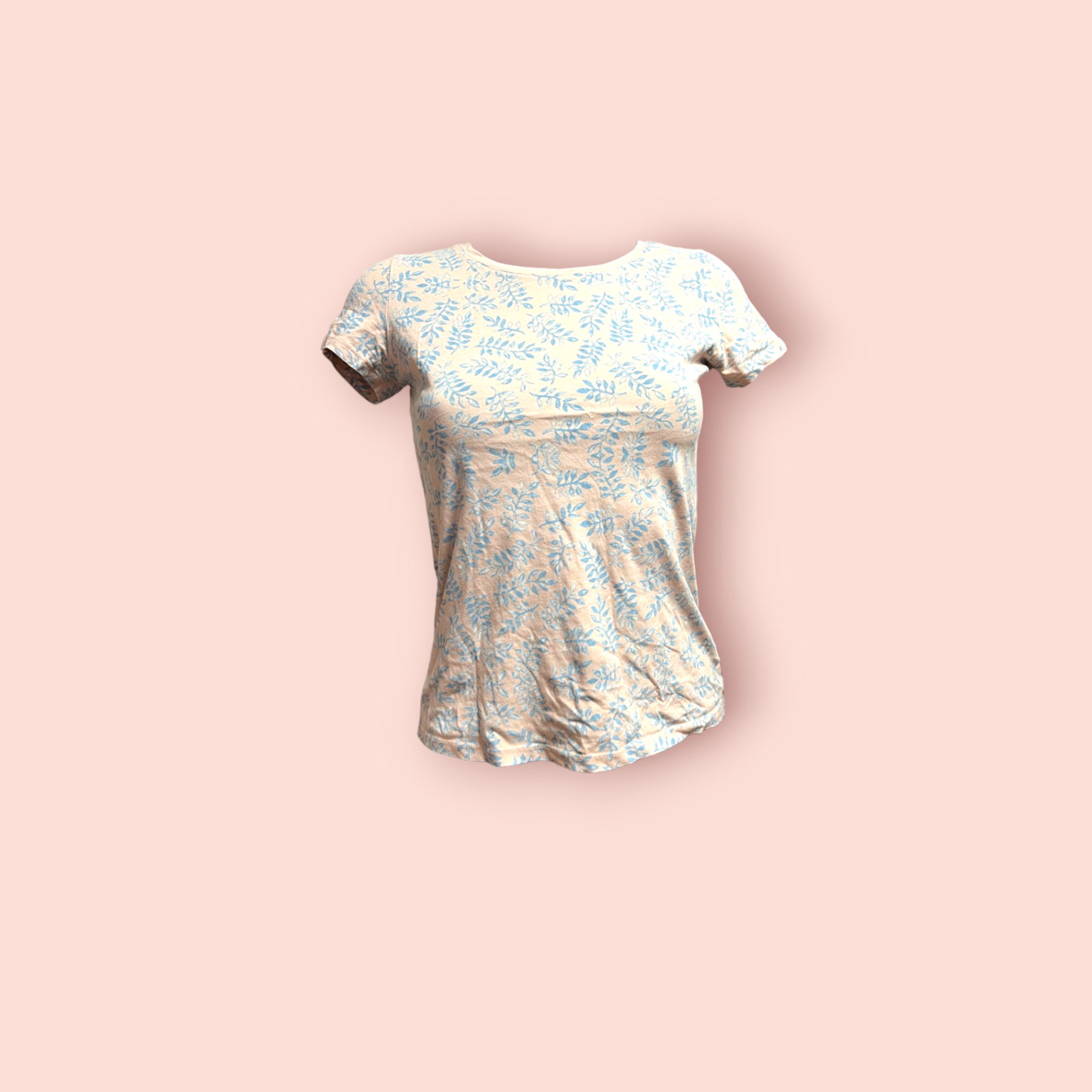 Orsay T-Shirt S-M Rosa mit blauen Mustern