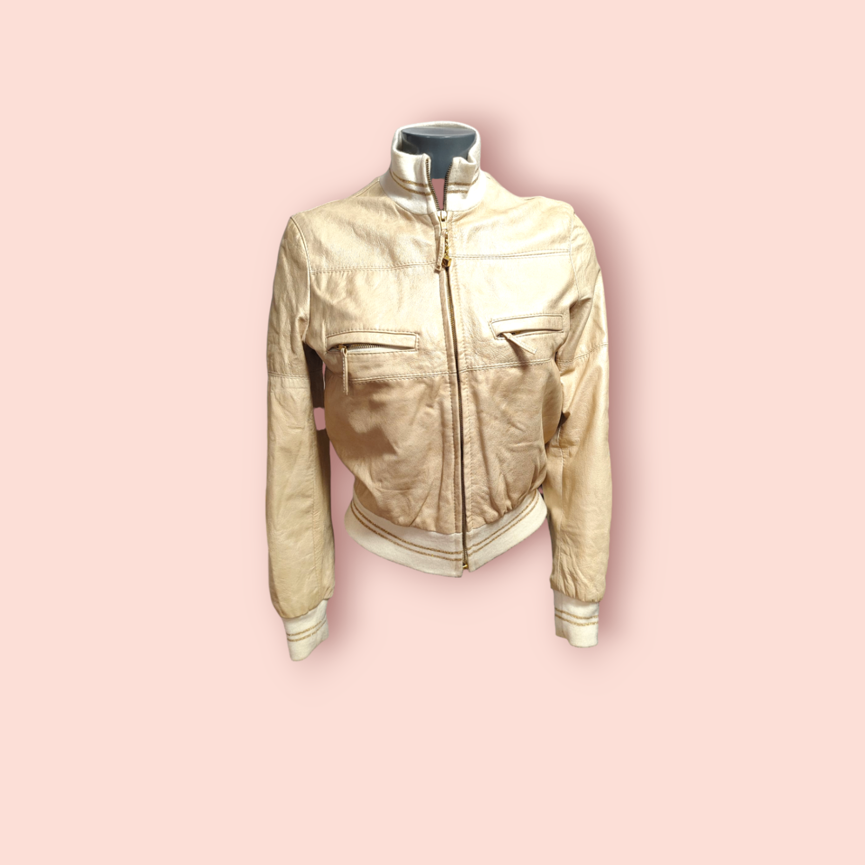 Lederjacke S Beige