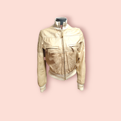 Lederjacke S Beige
