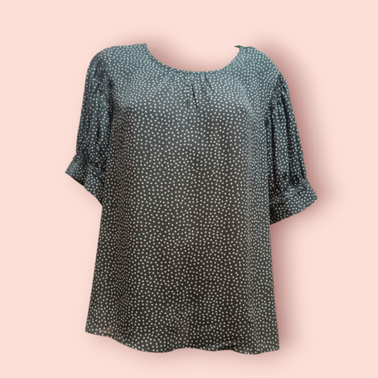 Alex & Lili Bluse XXL Schwarz mit weißen Punkten