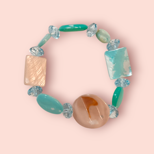 Armband Blau mit Beige