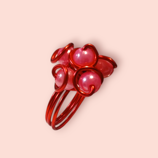Handgefertigt Ring Rot/Pink