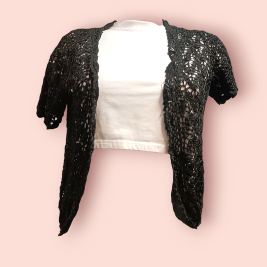 Häckeljacke S Schwarz