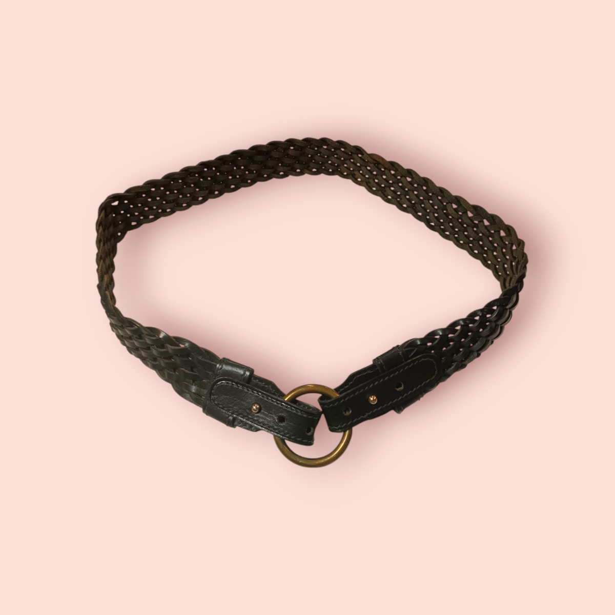 Gürtel Schwarz mit goldener Ring-Schnalle