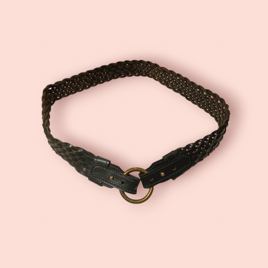 Gürtel Schwarz mit goldener Ring-Schnalle