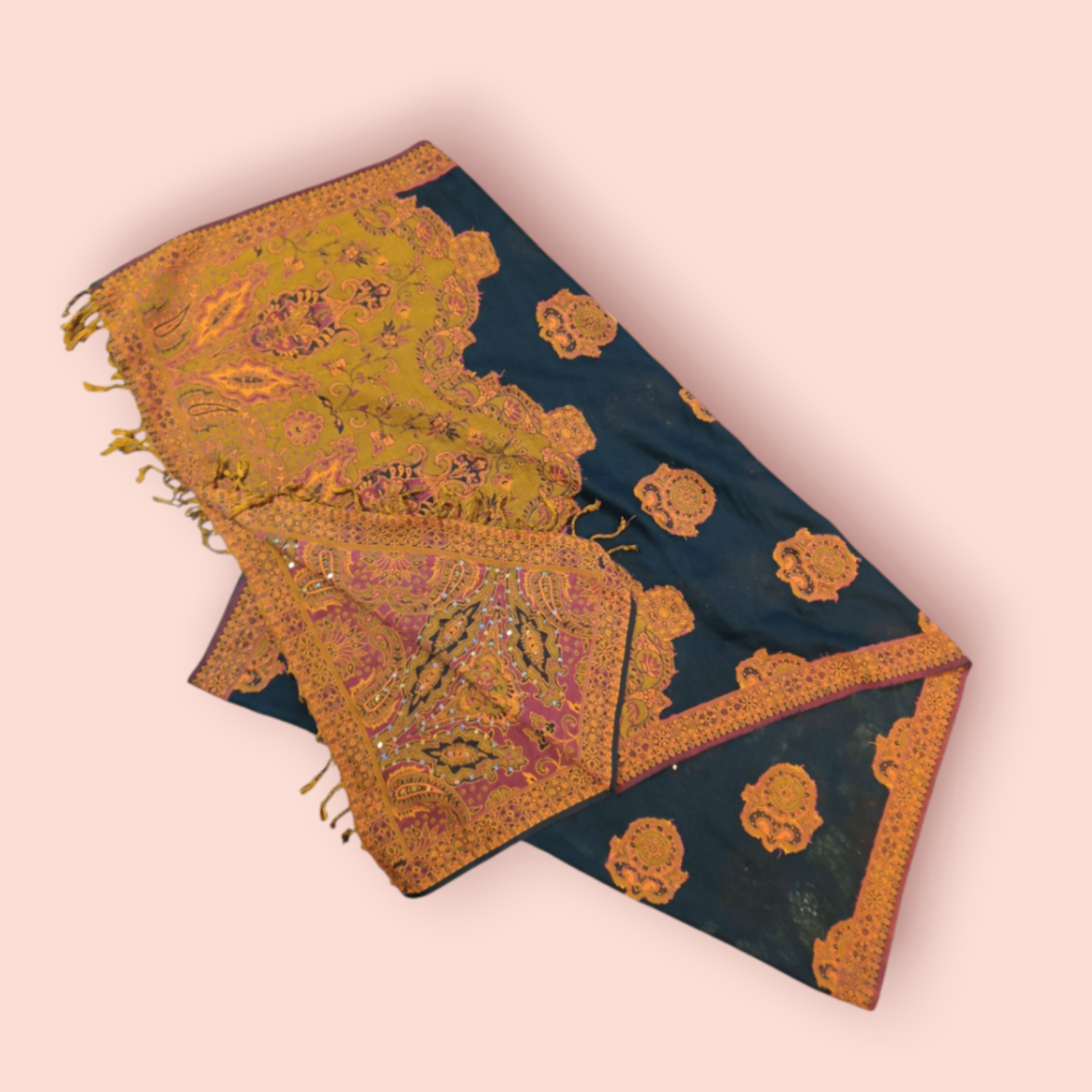Tuch Muster aus Pink, Grün, Orange & Schwarz