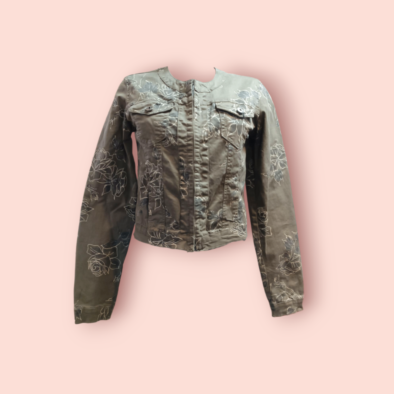 Jacke Olivgrün mit Blumenmuster