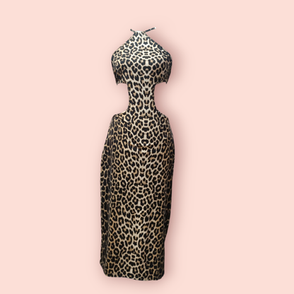 SheIn Kleid XL Beige mit animalischem Muster