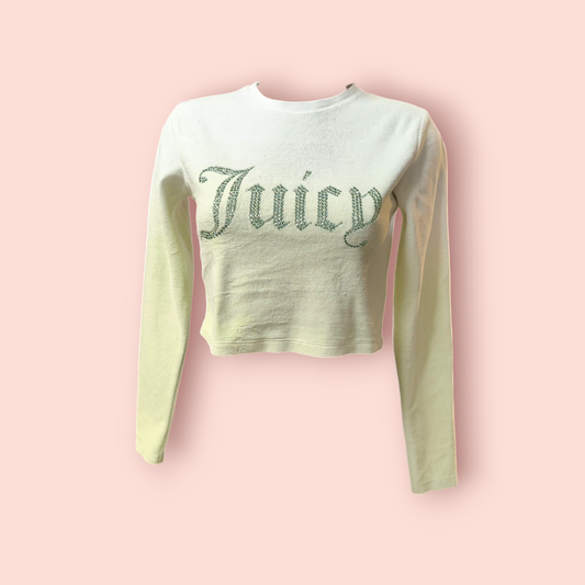 Juicy Couture Crop Top M Weiß mit grünem Verlauf