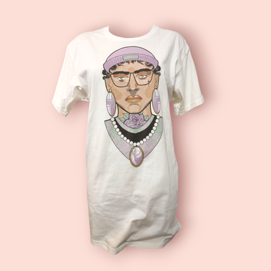 Bella+Canvas T-Shirt M Weiß mit Gesicht