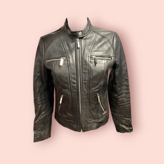 Michael Kors Lederjacke S Schwarz