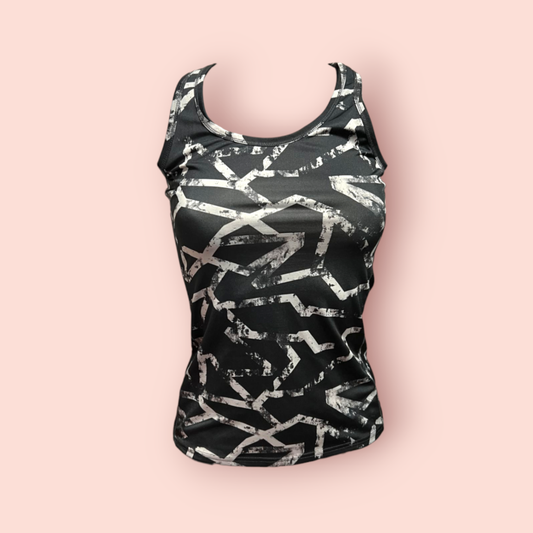 H&M Tanktop S Schwarz mit grauem Muster