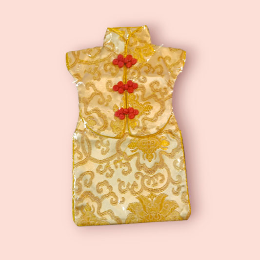 Flaschen-Deko Qipao Gold und Rot