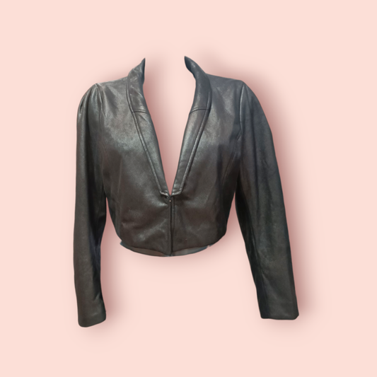 H&M Lederjacke cropped M Schwarz