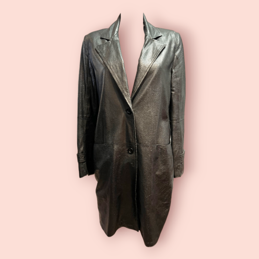 Ledermantel 40 Schwarz Schlangenmuster