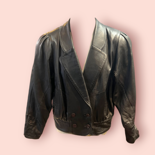 Elegante Lederjacke 40 Schwarz