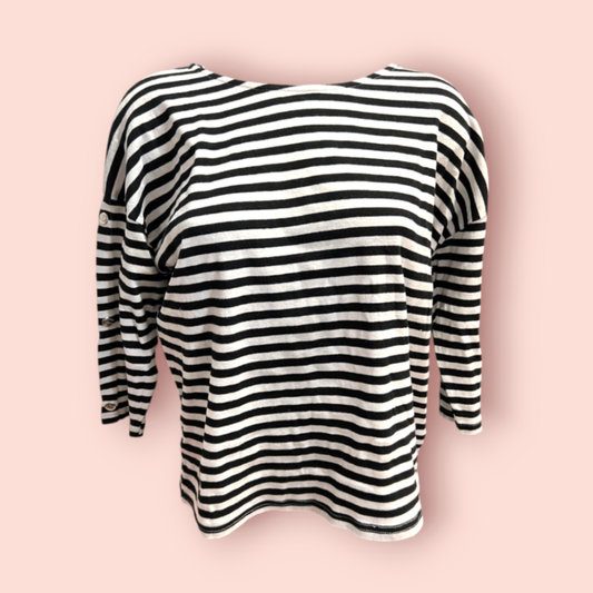 Jean Pascale Langarmshirt M Schwarz-Weiß