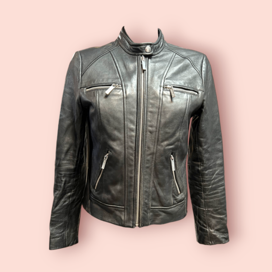 Michael Kors Lederjacke S Schwarz