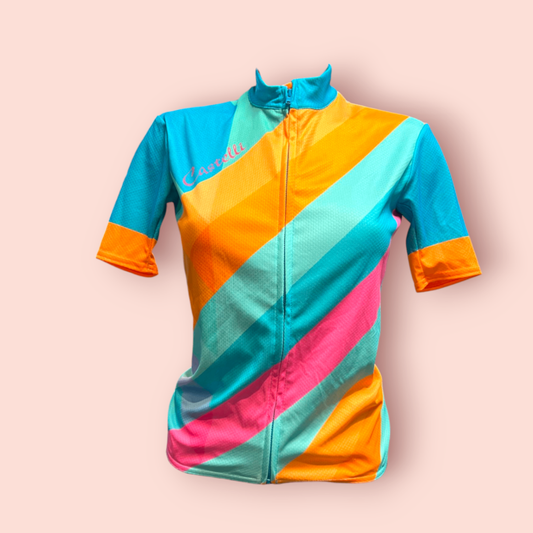 Castelli Radtrikot S Bunt mit hellblau, orange, pink und grün