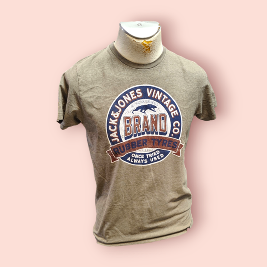 Jack & Jones T-Shirt M Braun mit Aufdruck