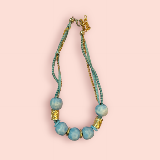 Halskette Blau und Gold