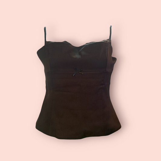 Zara Spaghettiträger-Top L Dunkelbraun