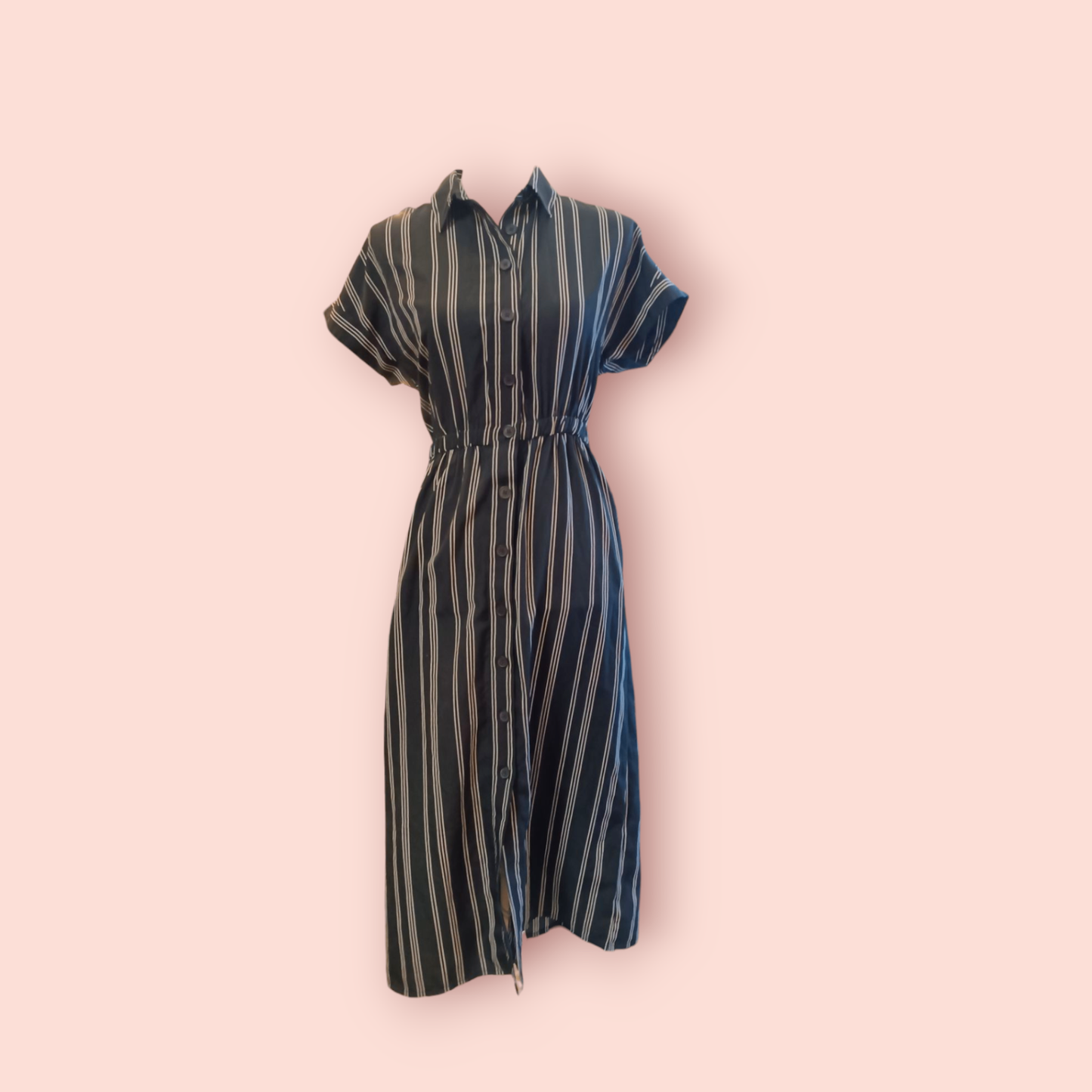 Terranova Maxikleid XS Schwarz mit weißen Streifen